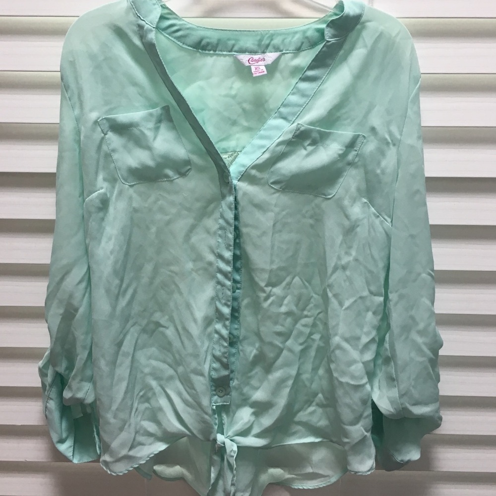Chiffon mint green shirt